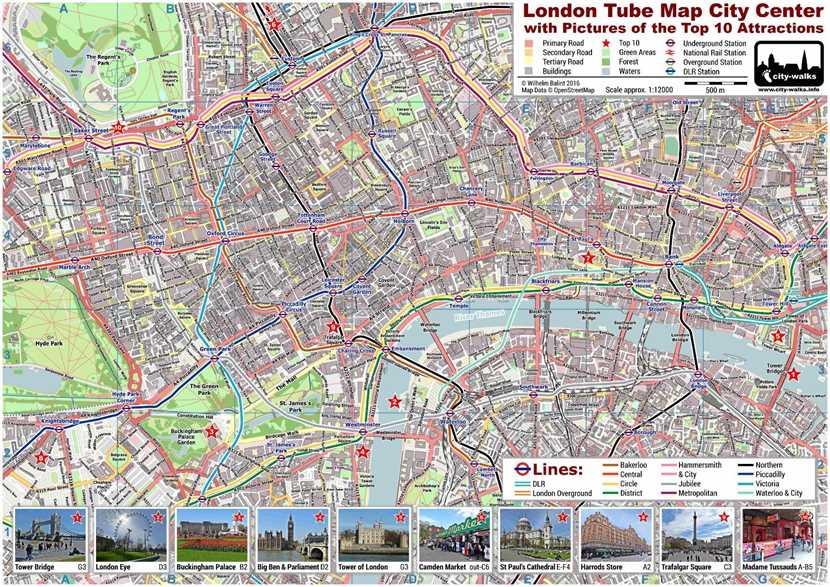 London Map London Tube Map With Attractions Underground Stations