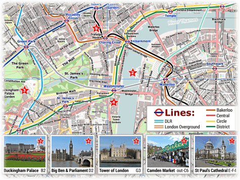 London Tube Map with Attractions