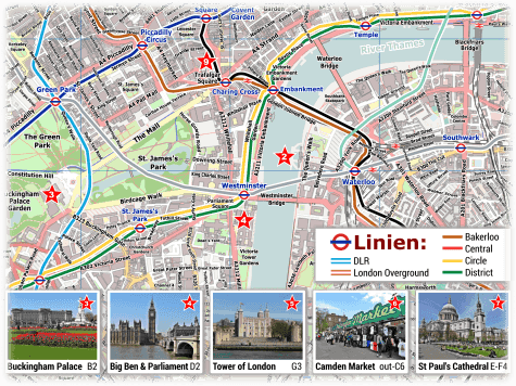 London U-Bahn Plan Sehenswürdigkeiten