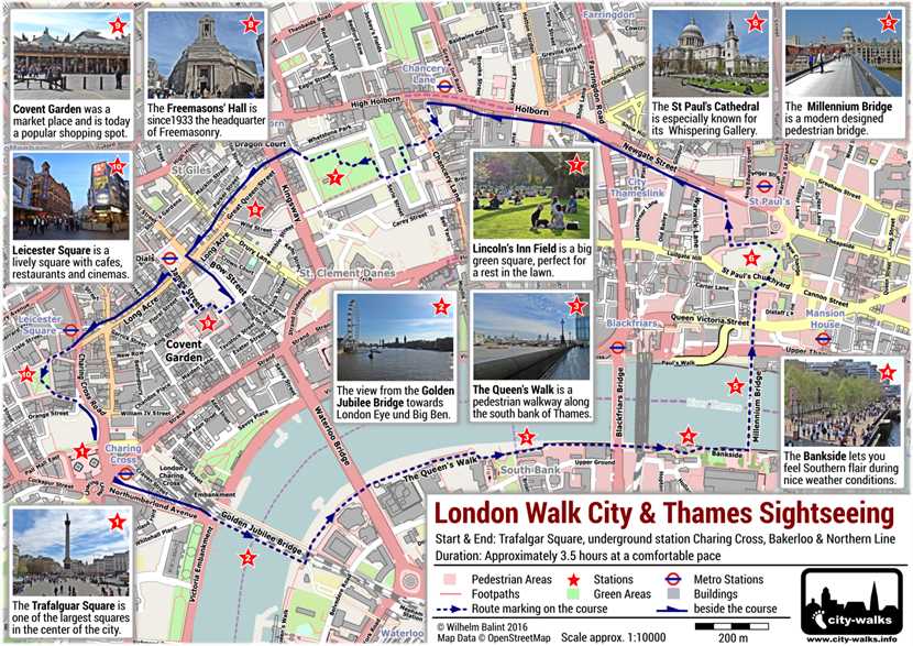 London Walk City And Thames Sightseeing Free Pdf Map