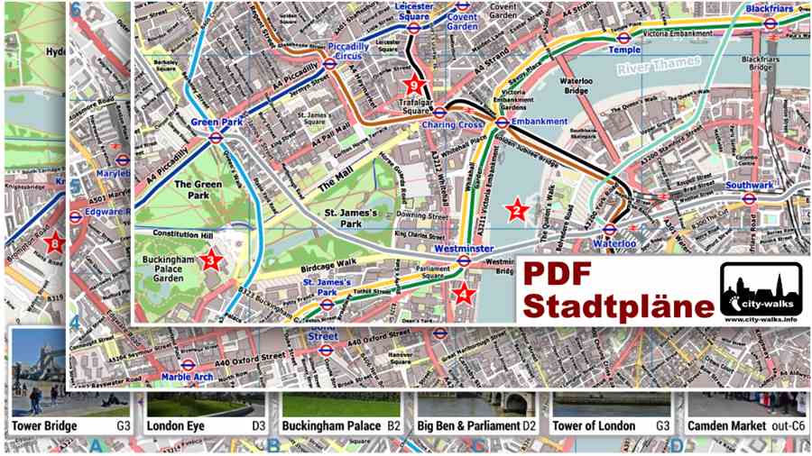 London Stadtplan zum Entdecken, Suchen & Drucken