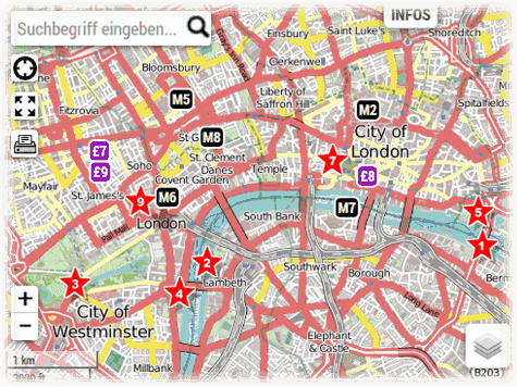 London Stadtplan mit Sehenswürdigkeiten