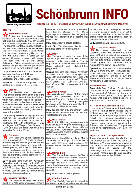 Schönbrunn Facts Sheet